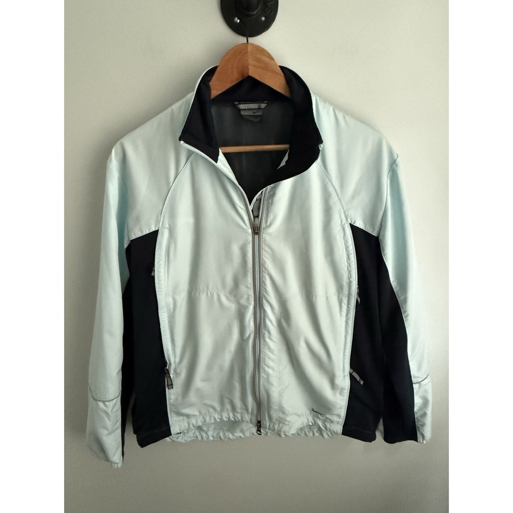 Nike Jacket Womens‎ Large Blue Windbreaker Reflective Running Shell Full Zip